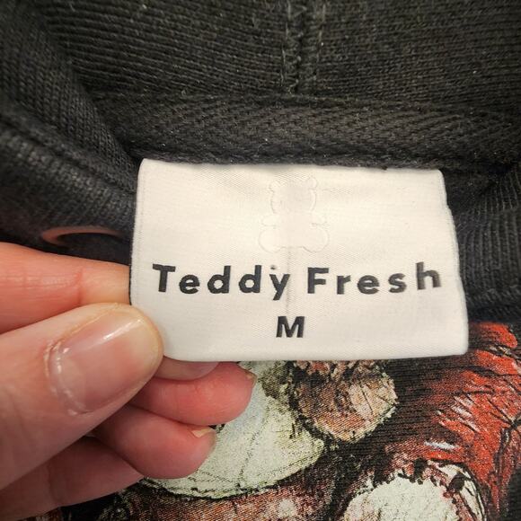 Teddy Fresh Black Hoodie SZ Medium Streetwear Athleisure - Picture 4 of 7